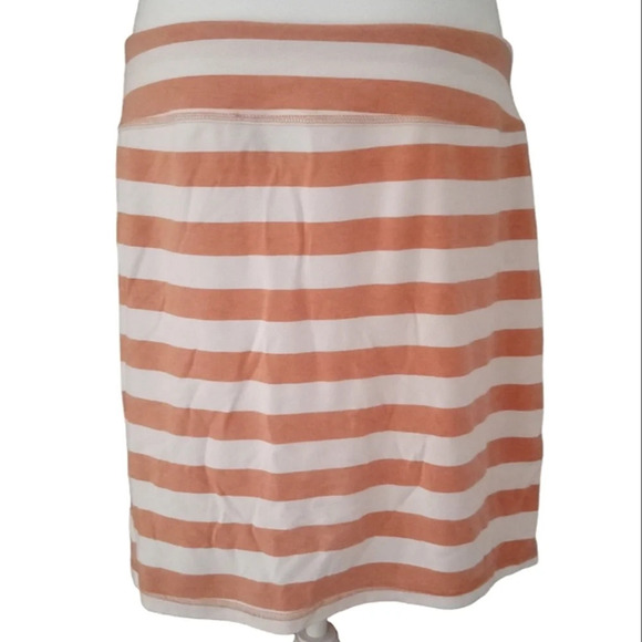 Athleta Ribbon Stripe Faux Wrap Skirt Cosmic Orange & White Stretchy Size XL - Picture 4 of 6